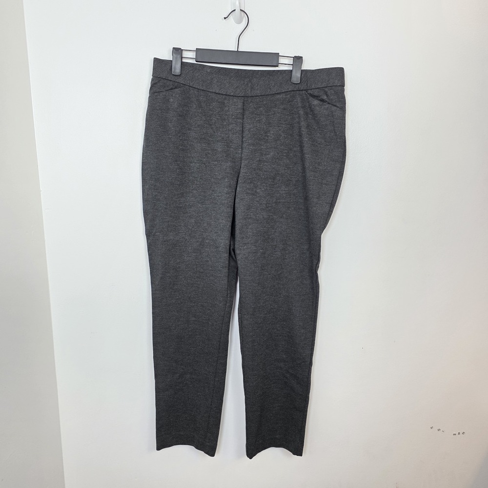 J. Jill Gray Ponte Minimalist Slim Leg Stretchy Dressy Comfy Pants Size L Petite